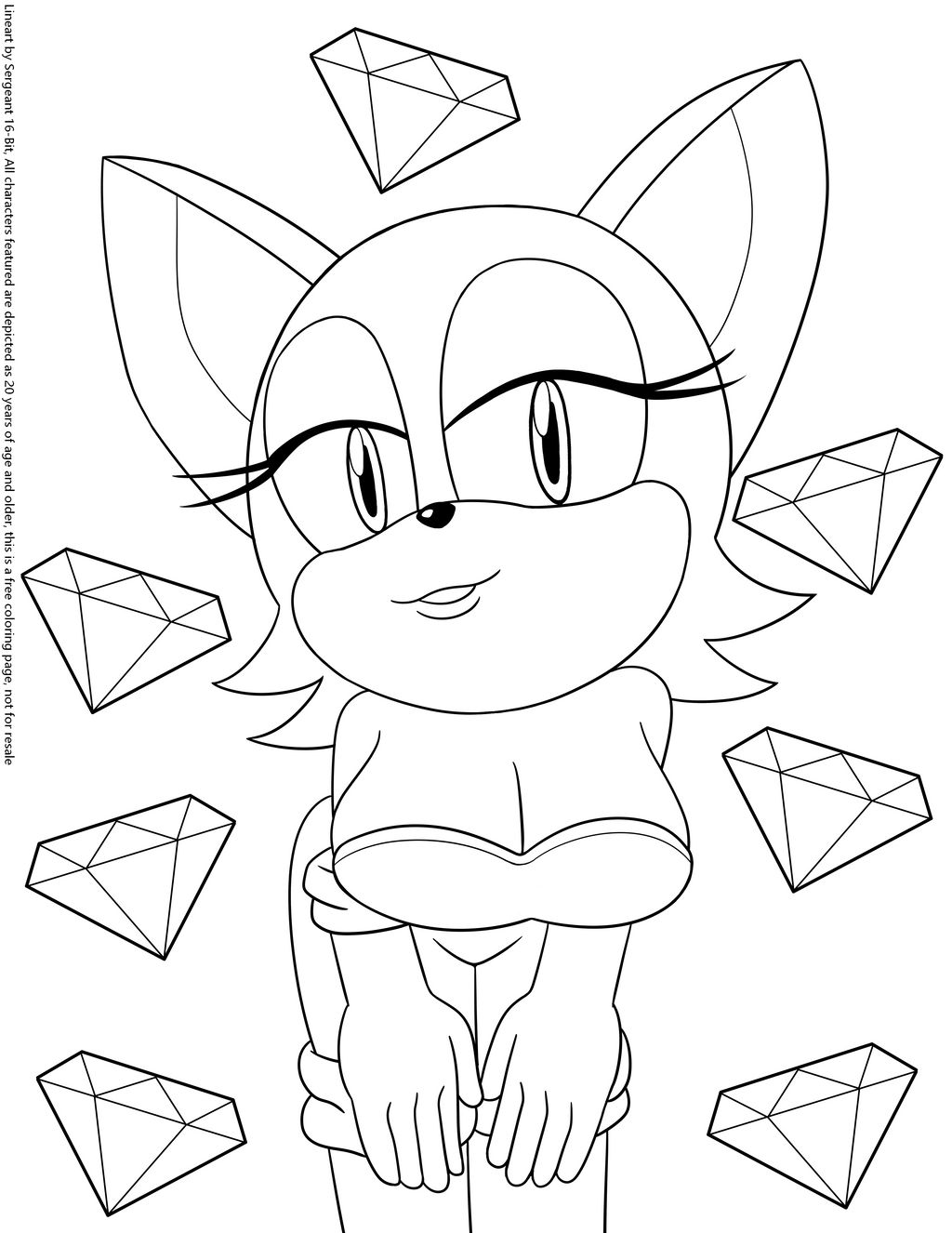 Rouge the bat freebie coloring page by sergeantbit on