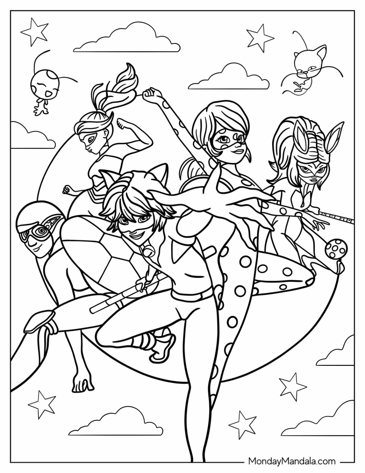 Miraculous ladybug coloring pages free pdf printables