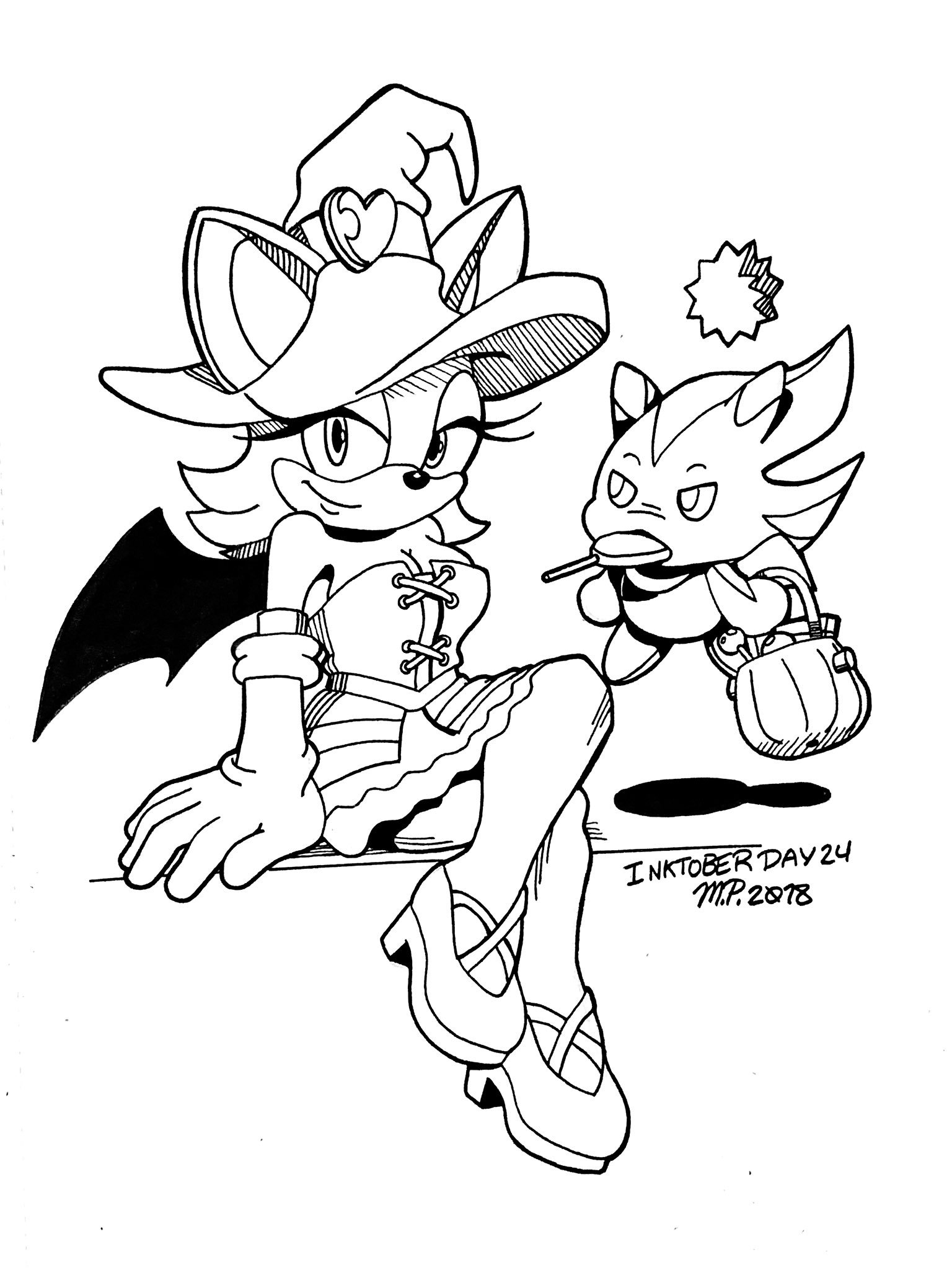 That dude that draws cmms open on x inktoberday rouge and shadow chao chillin after a night of trick or treating sonicthehedgehog shadowthehedgehog sega art inktober inktober cute witch sonicforcesspeedbattle halloween