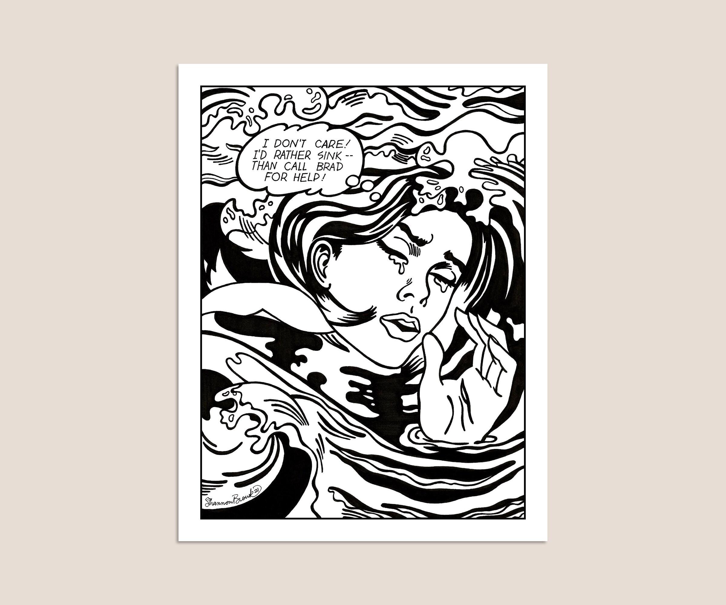 Drowning girl roy lichtenstein pop art famous artist coloring page painting famous artist art history coloring page printable art download now