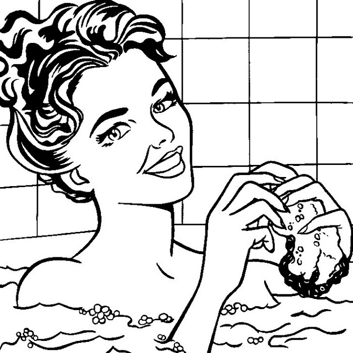 Art therapy coloring page roy lichtenstein in the bath