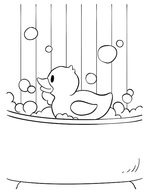 Premium vector rubber duck coloring page for kids