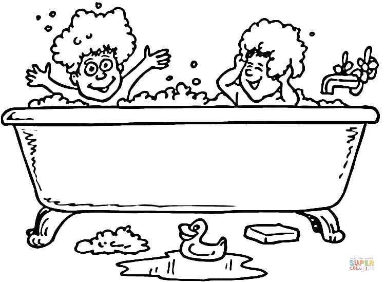 Bath and rubber ducks coloring page free printable coloring pages