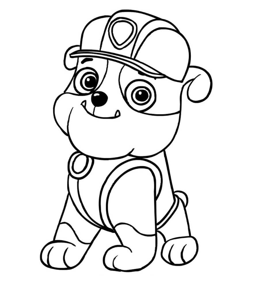 Smiling rubble paw patrol coloring page
