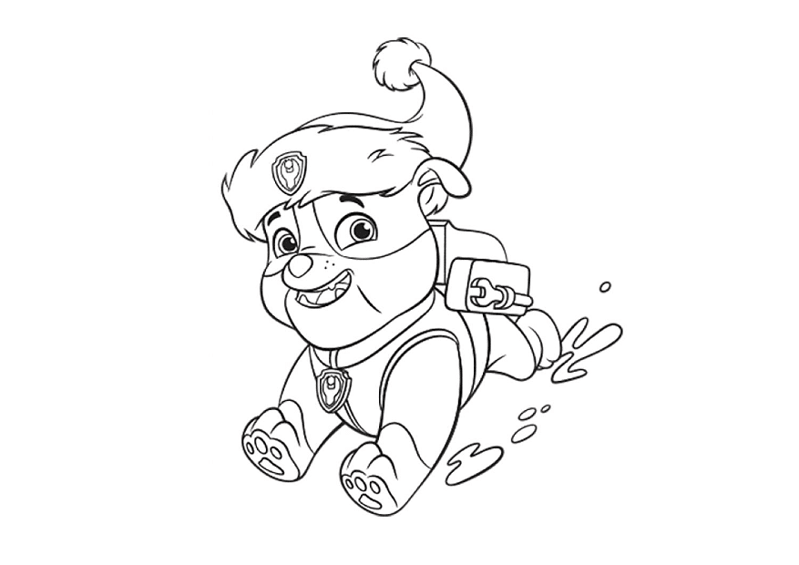 Sliding rubble from paw patrol coloring page