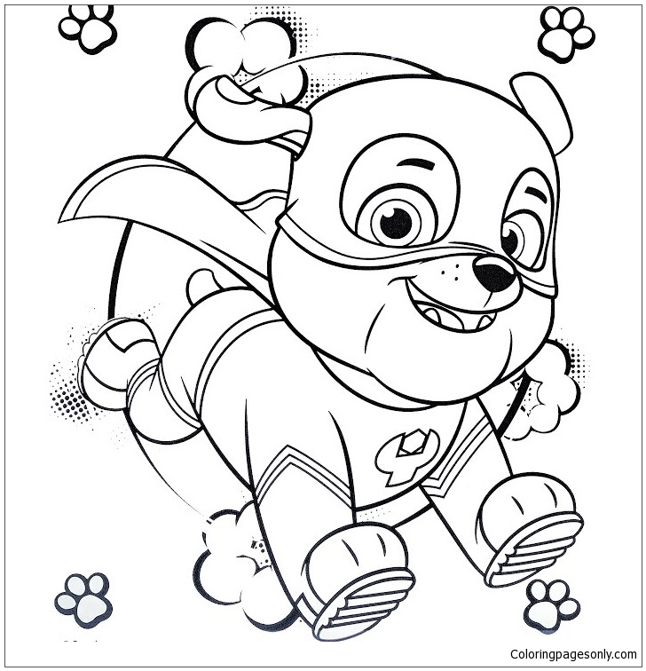 Super hero rubble paw patrol coloring page