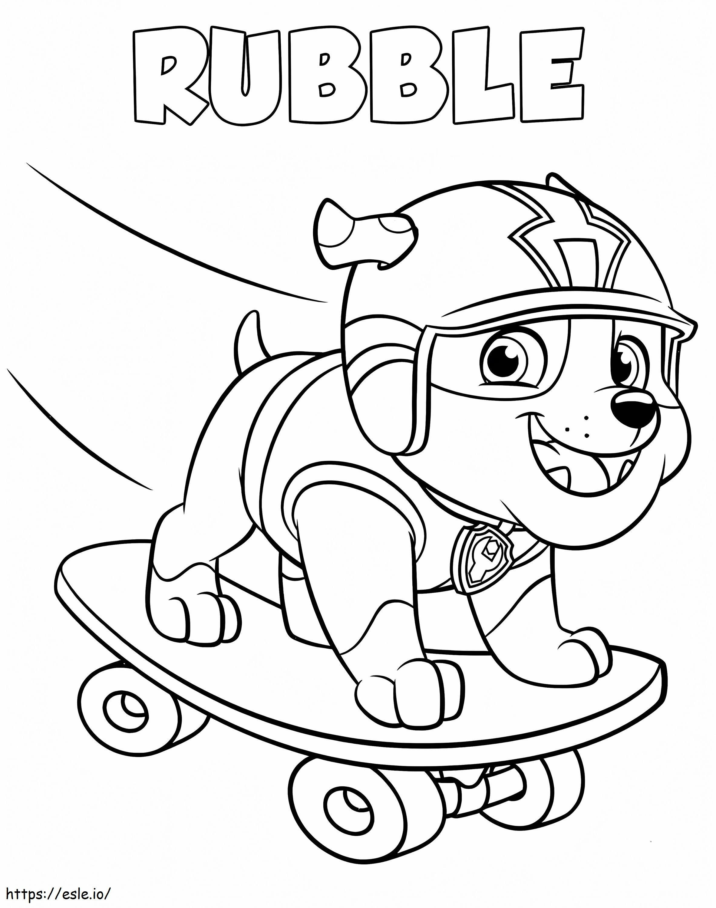 Skateboarding rubble coloring page