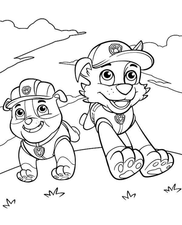 Rubble rocky coloring page paw patrol