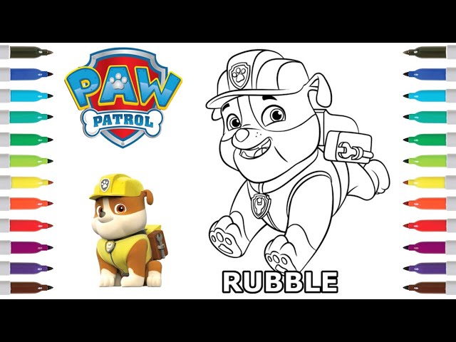 Paw patrol coloring book page rubble rubble coloring page