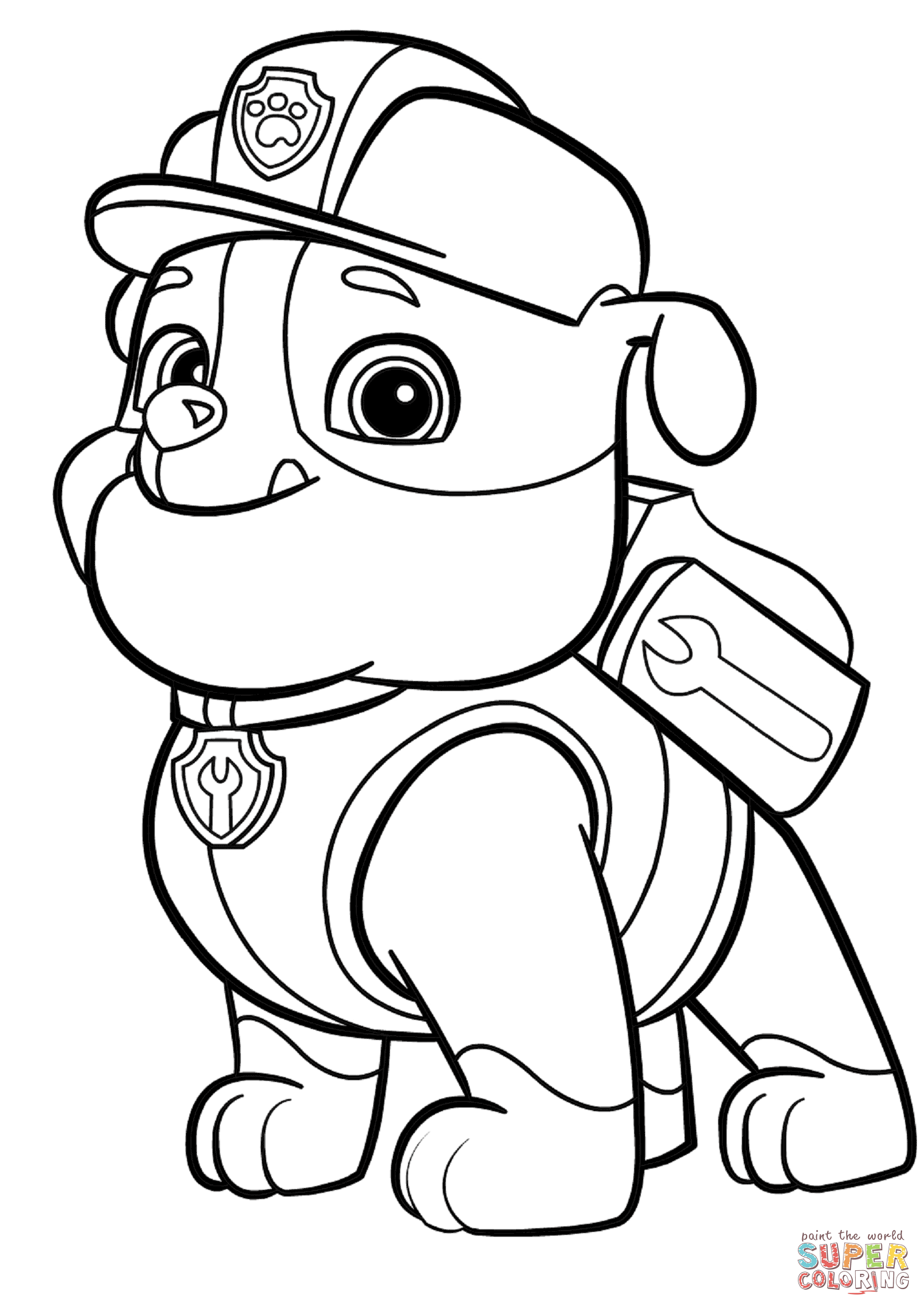 Paw patrol rubble coloring page free printable coloring pages
