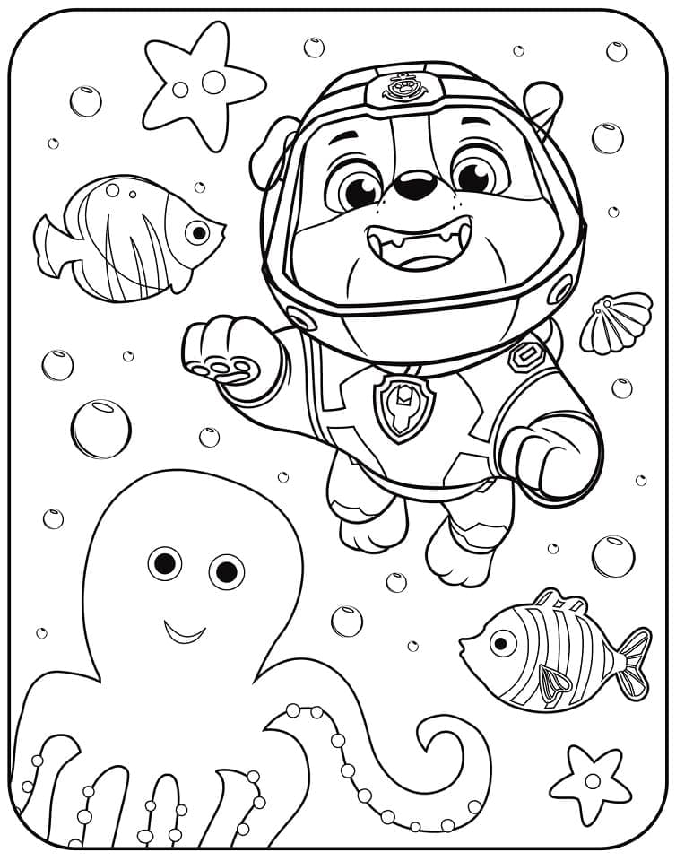Paw patrol rubble coloring page