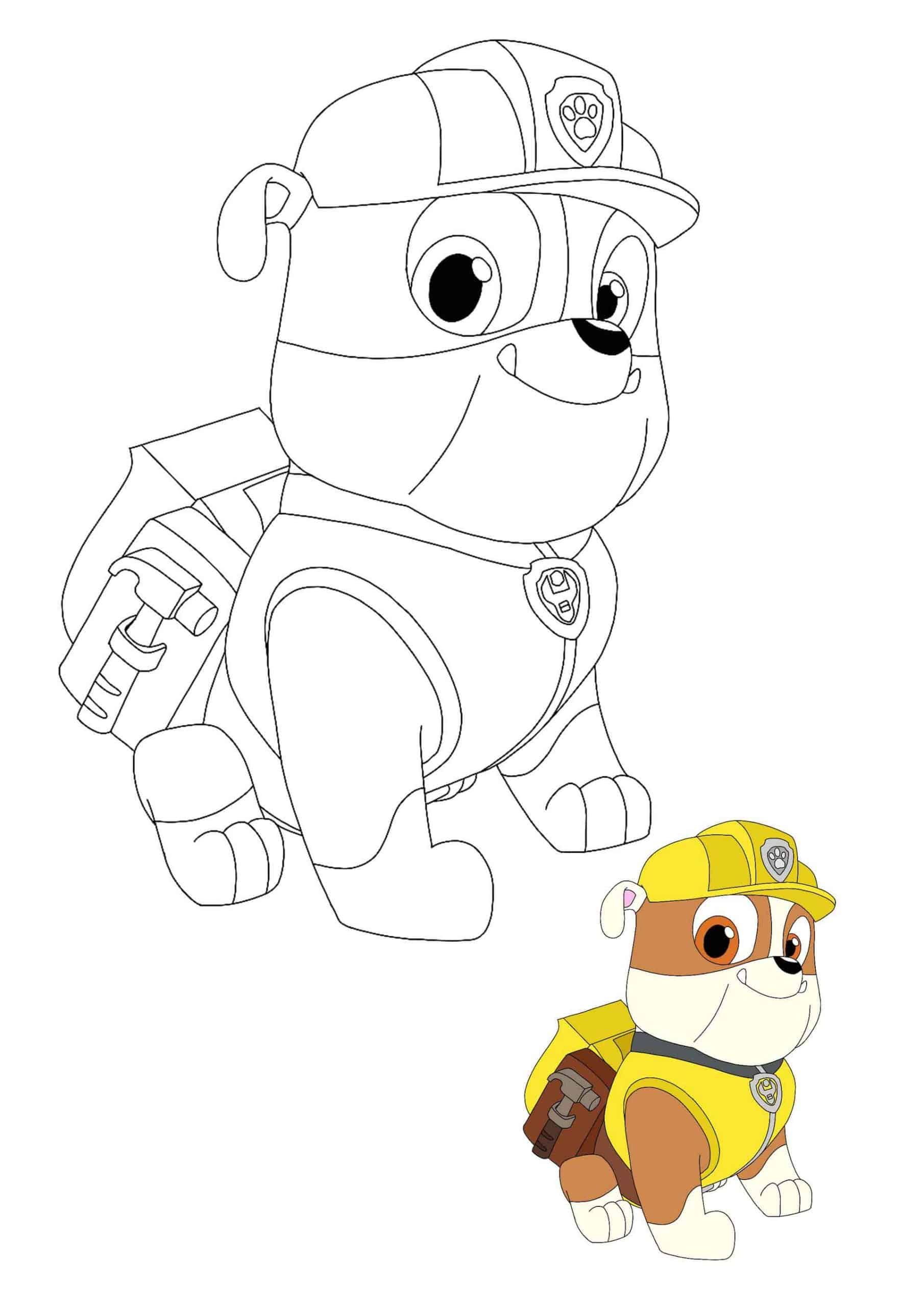 Paw patrol rubble coloring sheet with sample how to color paw patrol coloring pages paw patrol coloring paw patrol christmas