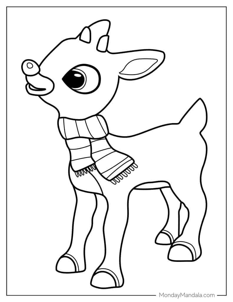 Rudolph coloring pages free pdf printables