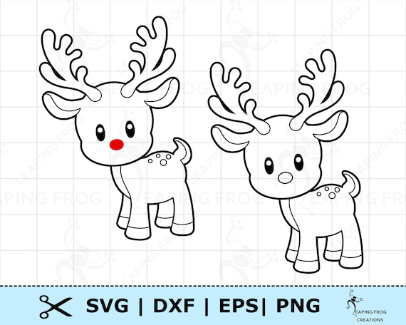 Rudolph svg png cricut cut layered files silhouette files christmas reindeer outline stencil dxf eps instant download instant download