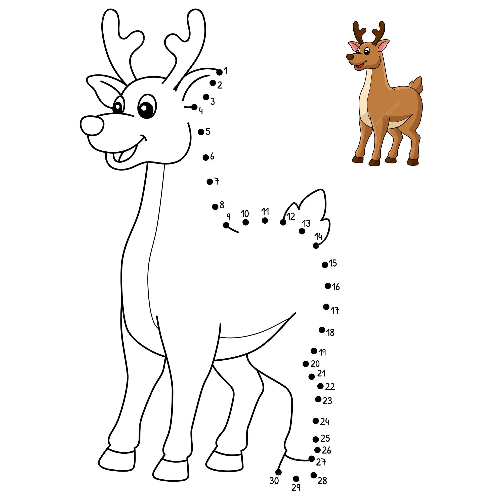 Premium vector dot to dot christmas reindeer coloring page