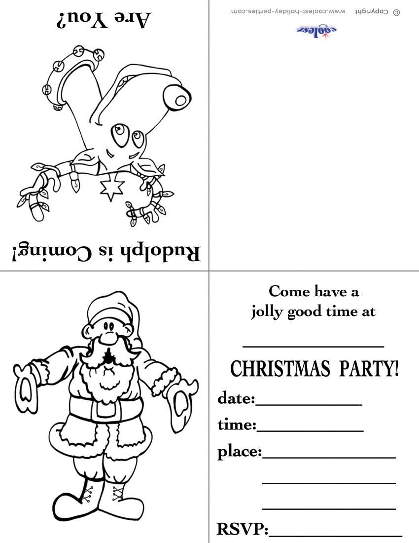 Printable rudolph santa christmas invitation