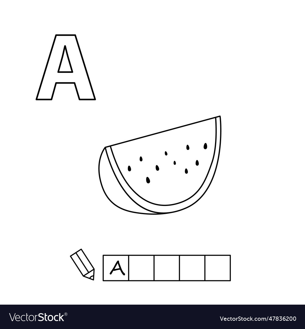 Cartoon watermelon coloring pages russian alphabet