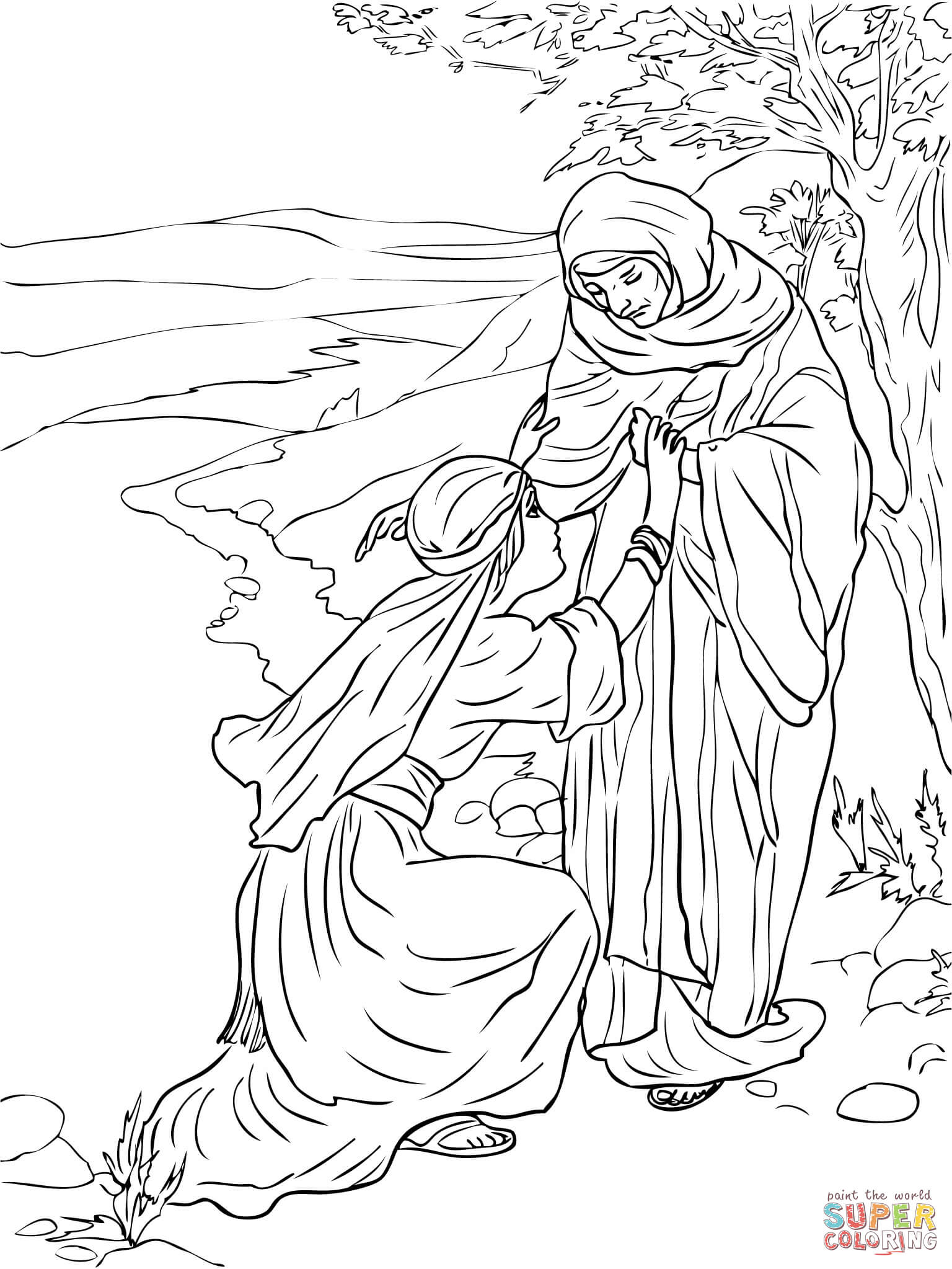 Ruth and naomi coloring page free printable coloring pages