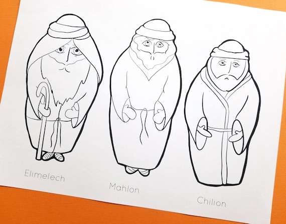 Shavuot coloring puppets ruth and naomi stick puppets book of ruth bible puppets craft and coloring pages instant download