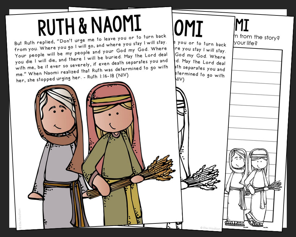Ruth and naomi bible story coloring page activity sunday school lesson plan bible study unit for kids old testament for kids