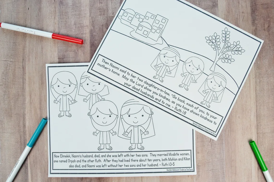 Ruth and naomi coloring pages â mary martha mama