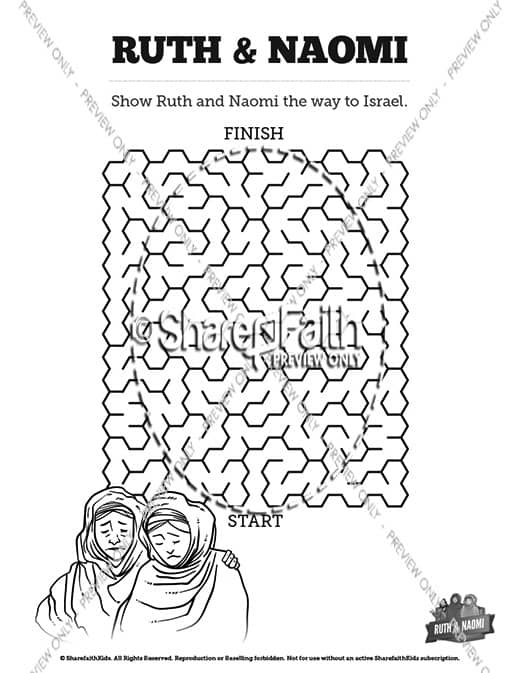 Ruth and naomi bible mazes â