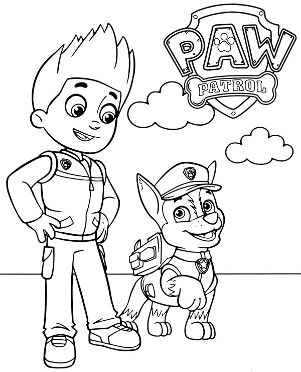 Ryder chase coloring pages paw patrol