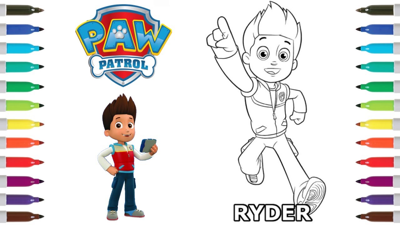 Paw patrol coloring book page ryder ryder coloring page