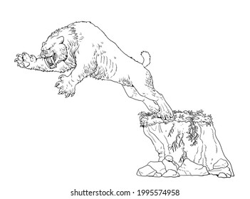 Saber tooth cat on hunt animals stock illustration