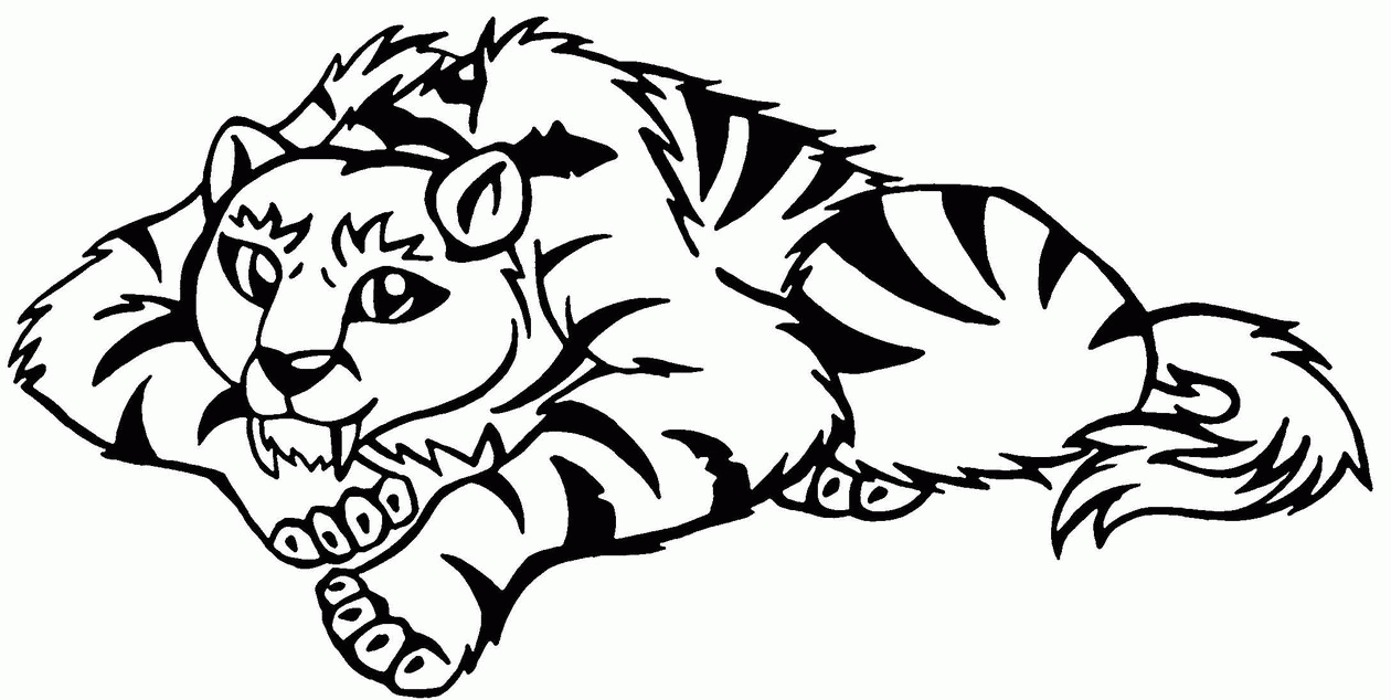 Printable saber tooth tiger coloring page