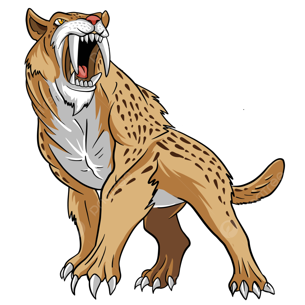Saber tooth tiger png vector psd and clipart with transparent background for free download