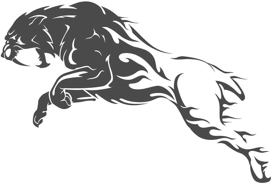 Leaping fire saber tooth tiger inch dark gray indoor outdoor vinyl decal automotive