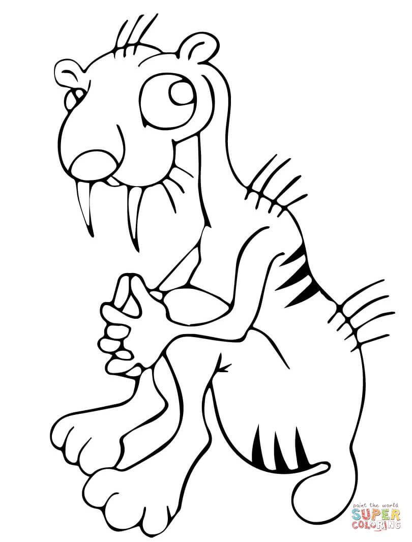 Funny saber tooth tiger coloring page free printable coloring pages