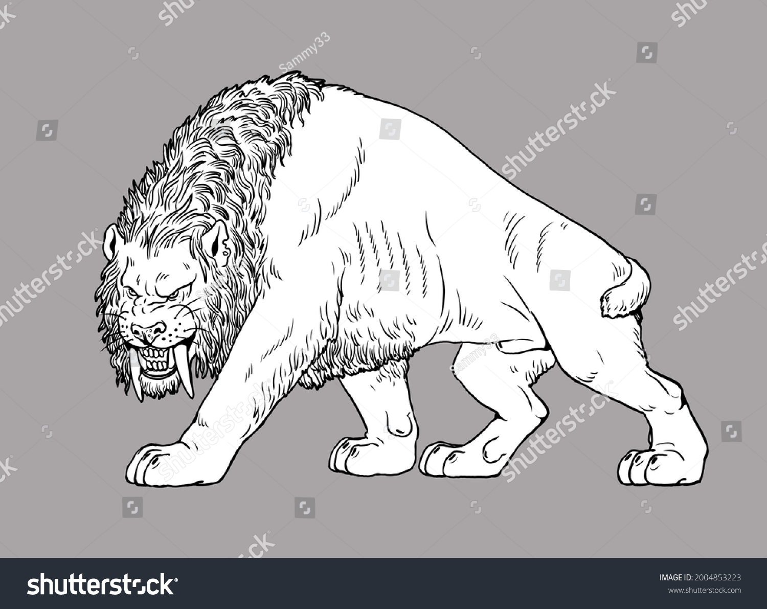 Saber tooth cat on hunt animals stock illustration