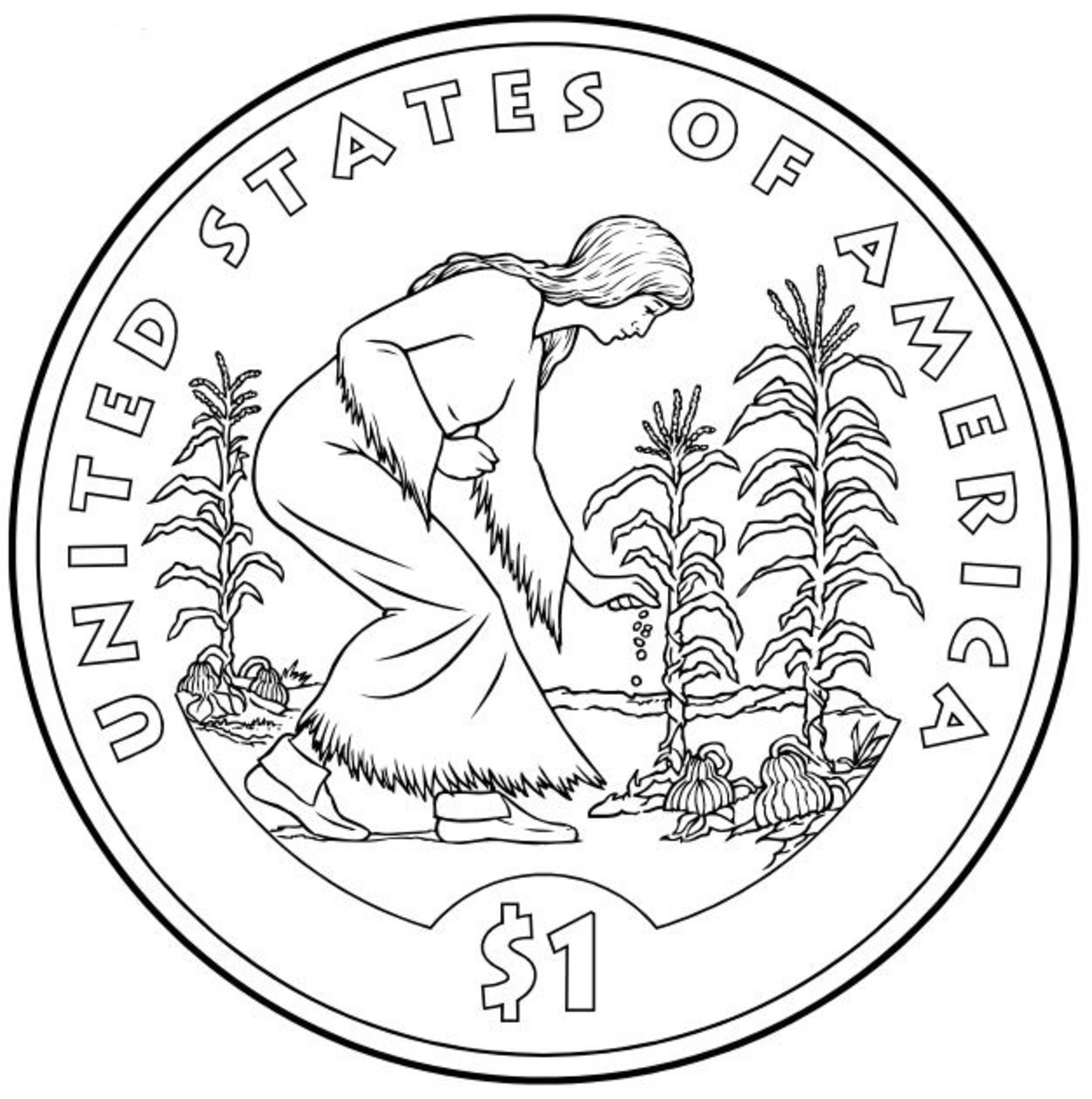 Free native american coloring pages of us mint one dollar coins collection