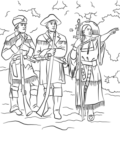 Sacagawea with lewis and clark coloring page free printable coloring pages