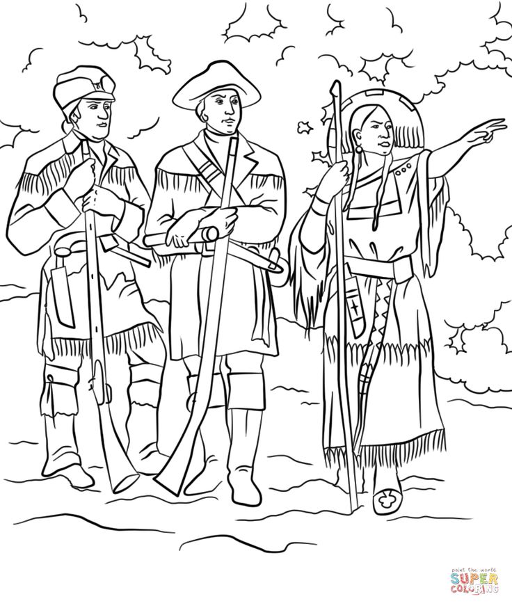 Sacagawea with lewis and clark coloring page free printable coloring pages lewis and clark sacagawea coloring pages