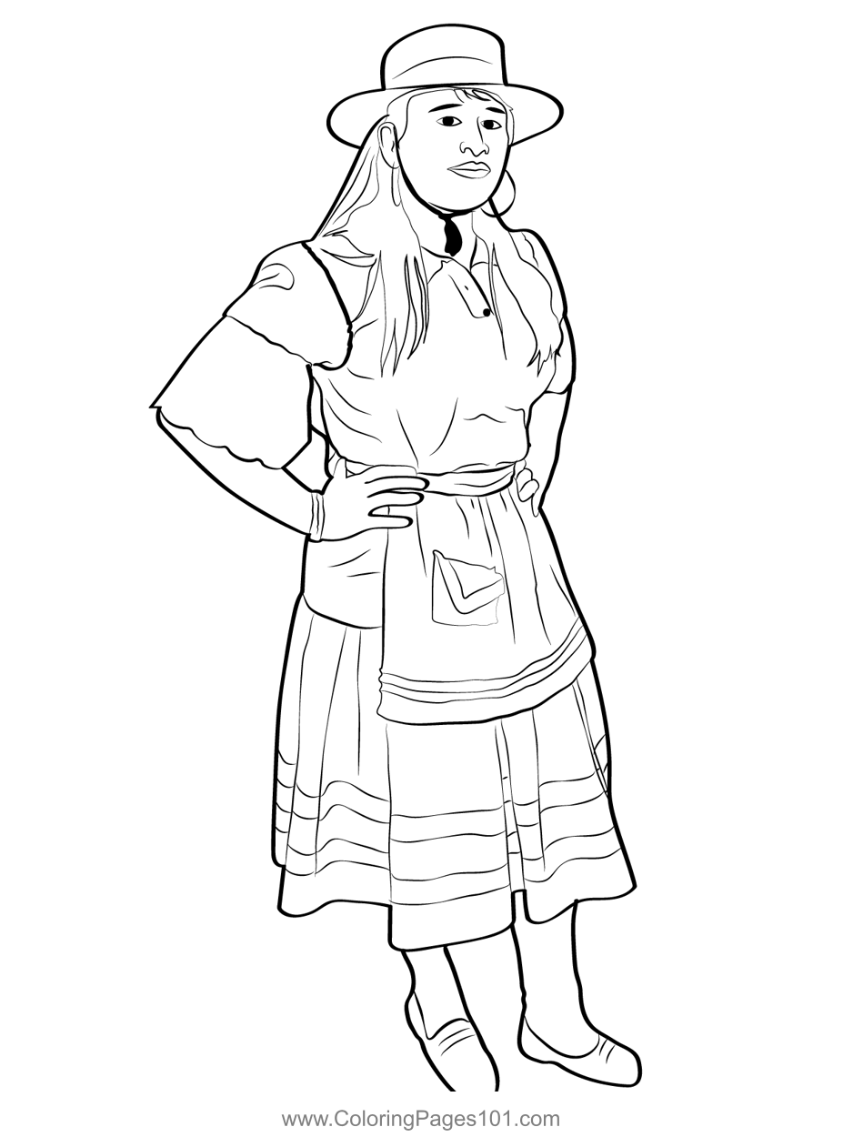 Traditional costumes coloring page for kids
