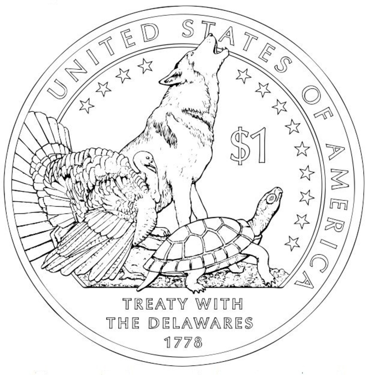 Free native american coloring pages of us mint one dollar coins collection