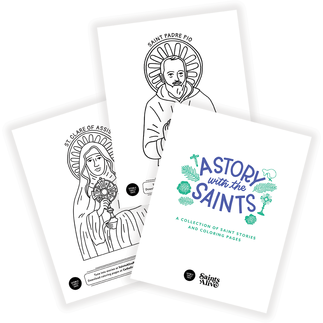 A story with the saints saints alive podcastâ coloring pages â catholic family crate