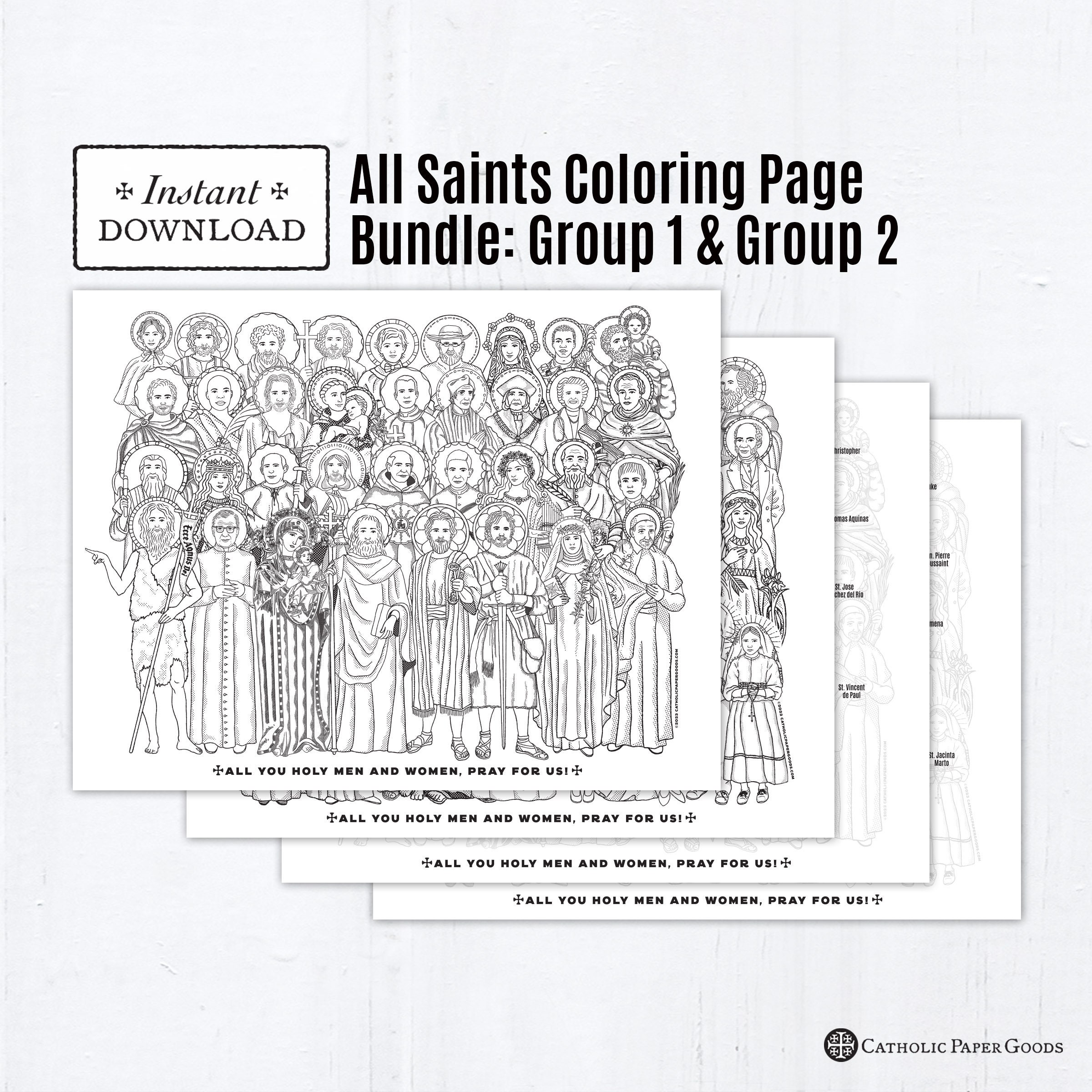 Bundle all saints groups catholic coloring pages catholic prayers printable coloring page with guide digital pdf all saints day