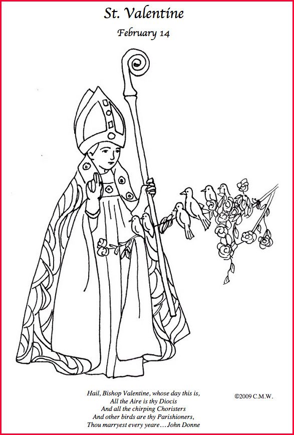 Free printable coloring page for st valentine valentine coloring pages valentine coloring catholic coloring