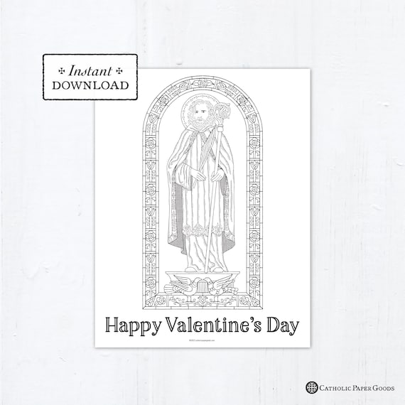 Catholic coloring page saint valentines day catholic saints printable coloring page digital pdf st valentine coloring page