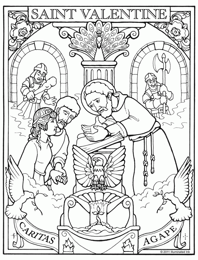 Printable st valentine coloring page
