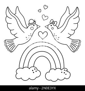 Saint valentine day black and white maze for children holiday preschool printable activity or coloring page funny game with birds romantic puzzle w stock vector image art