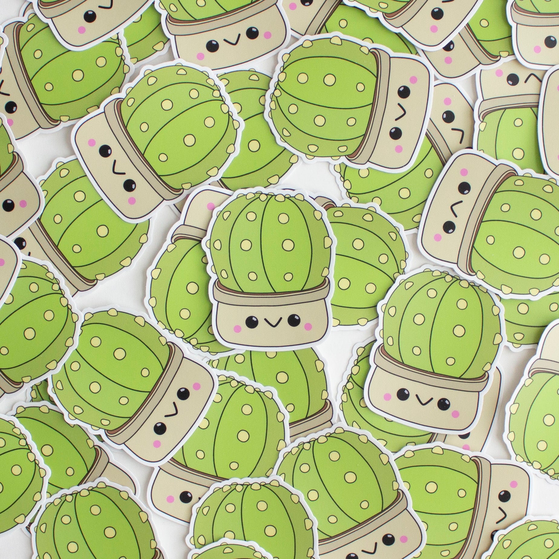 Kawaii sand dollar cactus vinyl sticker â a menagerie of stitches