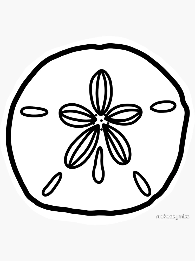 Sand dollar seashell simple line drawing sticker for sale by makesbymiss