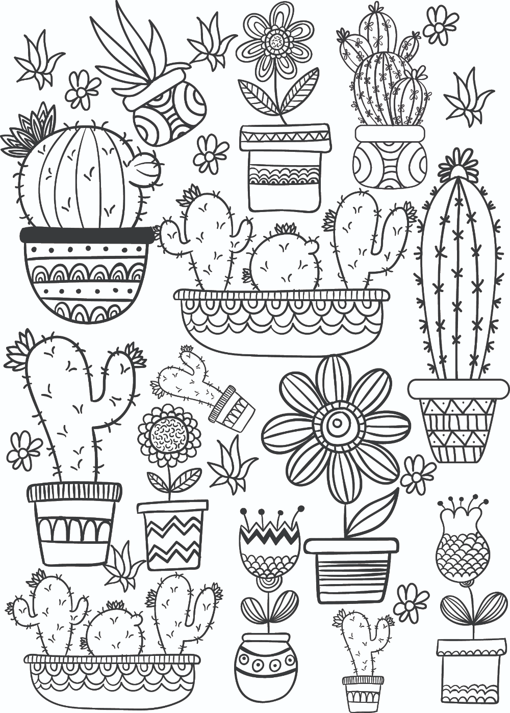 Cactus and succulent printable adult coloring pages free adult coloring pages shape coloring pages printable adult coloring pages