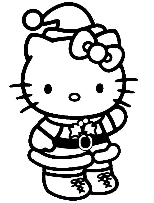 Cute christmas hello kitty coloring page