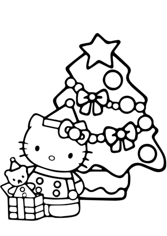 Hello kitty christmas coloring page free printable coloring pages